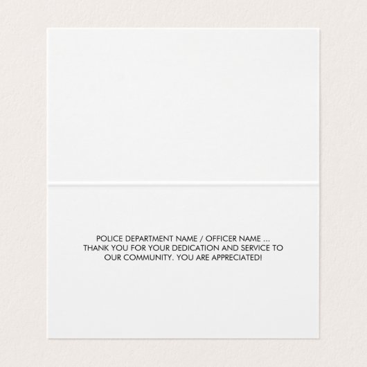 Politieagent Appreciation Blue Line Dank u Visitekaartje (Binnenkant ongevouwen)