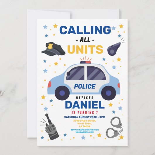 Politieagent Auto Verjaardag Jongens Kaart (Voorkant)