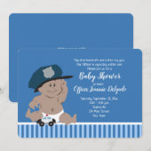 Politieagent Baby Cop Invitations Dark Skin Kaart (Voorkant / Achterkant)
