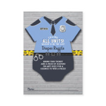 Politieagent Baby shower Diaper Raffle Ticket
