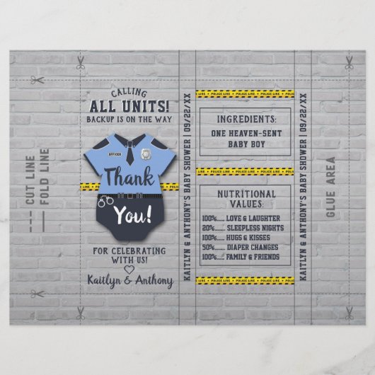 Politieagent Baby shower DIY Snoep Bar Wrapper (Voorkant)