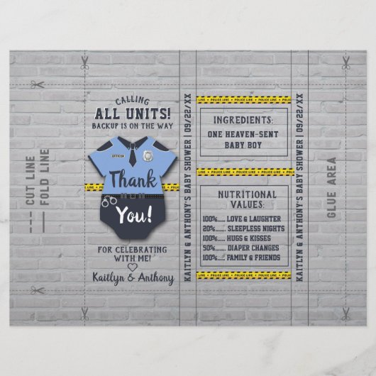 Politieagent Baby shower DIY Snoep Bar Wrapper (Voorkant)