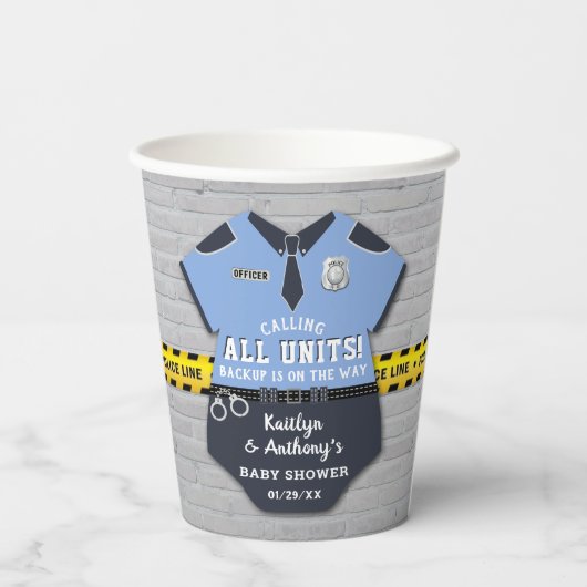 Politieagent Baby shower Papieren Bekers (Achterkant)