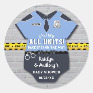 Politieagent Baby shower Ronde Sticker