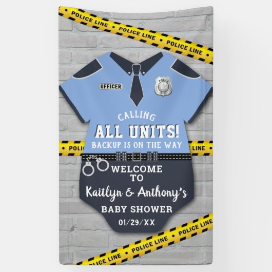 Politieagent Baby shower Welkom Spandoek (Verticaal)