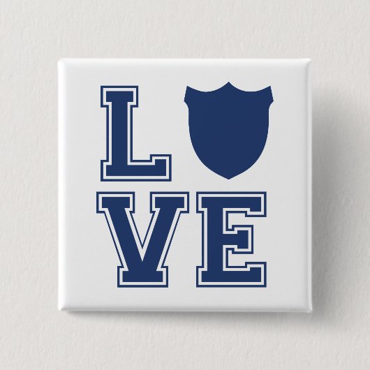 Politieagent Badge - L O V E Vierkante Button 5,1 Cm (Voorkant)