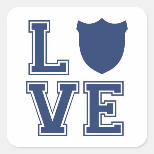 Politieagent Badge - L O V E Vierkante Sticker (Voorkant)