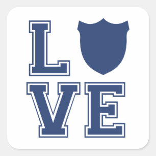 Politieagent Badge - L O V E Vierkante Sticker