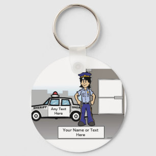Politieagent - Cartoon door PrintedPerfection.com Sleutelhanger