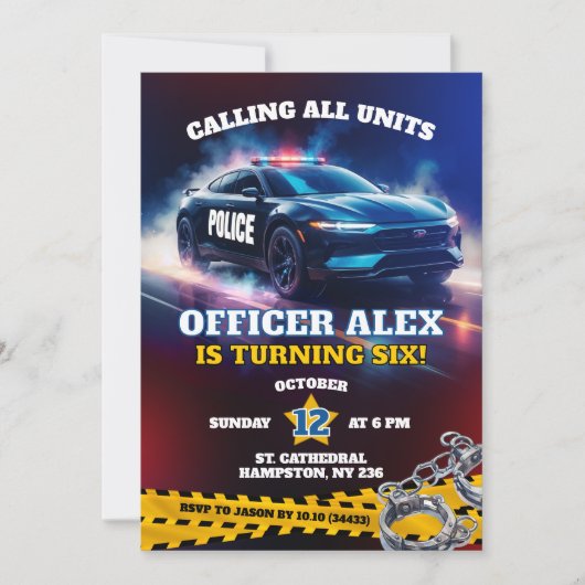 Politieagent Cop Auto Verjaardag Jongen Kaart (Voorkant)