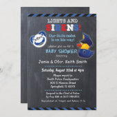 Politieagent Cop Baby shower Uitnodiging (Voorkant / Achterkant)