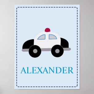 Politieagent Cop Car Politieagent Baby Nursery Poster