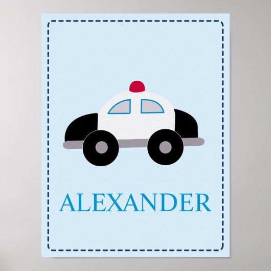 Politieagent Cop Car Politieagent Baby Nursery Poster (Voorkant)