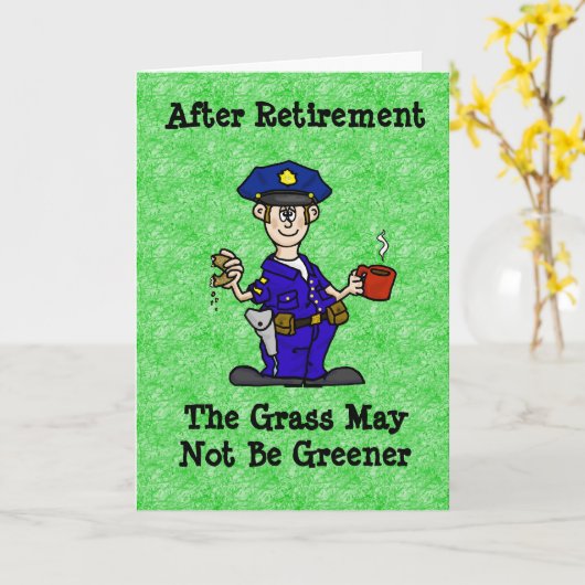 Politieagent Cop Pensioen Wenskaart Kaart (Gele Bloem)