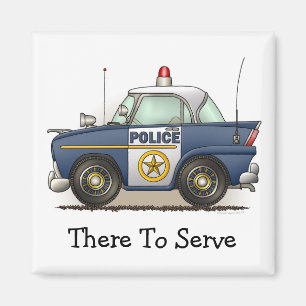 Politieagent crusier Cop Car Square Magnet