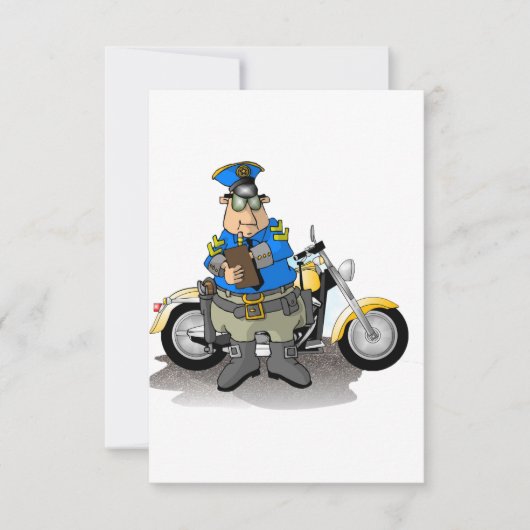 Politieagent die een kaartenuitnodiging schrijft kaart (Voorkant)