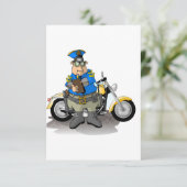 Politieagent die een kaartenuitnodiging schrijft kaart (Staand voorkant)