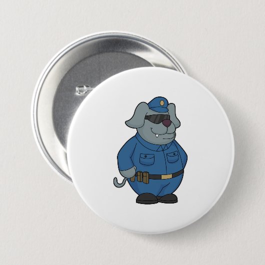Politieagent Dog Ronde Button 7,6 Cm (Voorkant /achterkant)