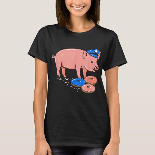 politieagent Doughnut pig Cop Funny T-shirt (Voorkant)