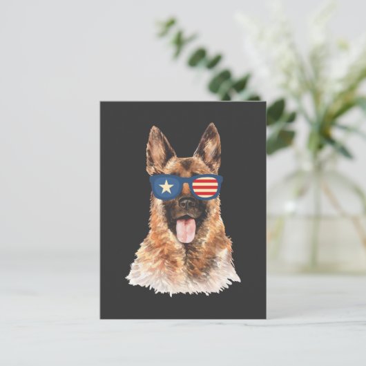 Politieagent Duitse Shepherd Dog Amerikaanse vlag Briefkaart (Staand voorkant)