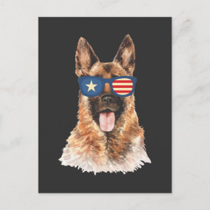 Politieagent Duitse Shepherd Dog Amerikaanse vlag Briefkaart