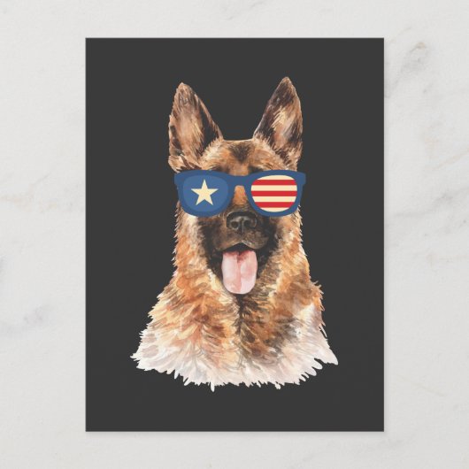 Politieagent Duitse Shepherd Dog Amerikaanse vlag Briefkaart (Voorkant)