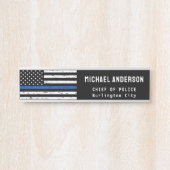 Politieagent Dunne Blauwe Lijn Amerikaanse Vlaggen Deurbordje (Voorkant)