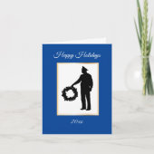 Politieagent en krans Silhouette Kerstkaart Kaart (Voorkant)