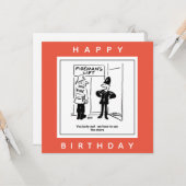 Politieagent en vuurman - Fireman's Lift Cartoon Kaart (Voorkant / Achterkant in situ)