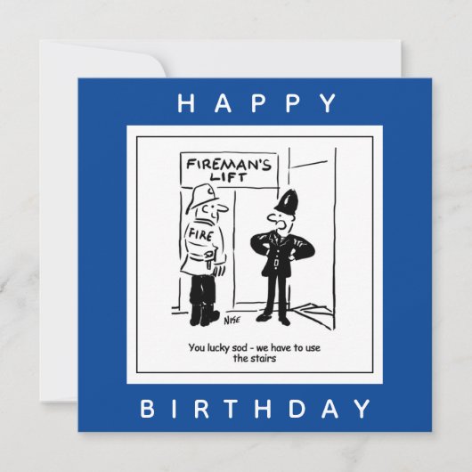 Politieagent en vuurman - Fireman's Lift Cartoon Kaart (Voorkant)