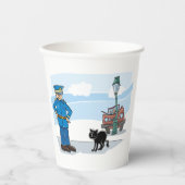 Politieagent en zwarte kat papieren bekers (Voorkant)