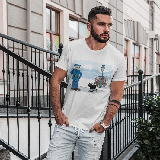 Politieagent en zwarte kat t-shirt