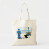 Politieagent en zwarte kat tote bag (Voorkant)