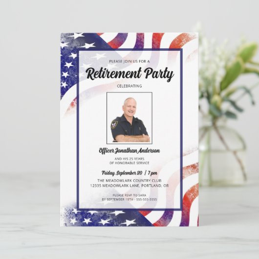 Politieagent Foto Amerikaanse Pensioenpartij Kaart (Staand voorkant)