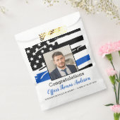 Politieagent Foto Thin Blue Line Afstuderen Bedankzakje (Gezegeld)