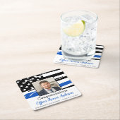 Politieagent Foto Thin Blue Line Afstuderen Kartonnen Onderzetters (Insitu)