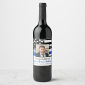 Politieagent Foto Thin Blue Line Afstuderen Wijn Etiket (Voorkant)