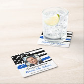 Politieagent Foto Thin Blue Line Retirement Kartonnen Onderzetters (Insitu)