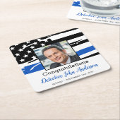 Politieagent Foto Thin Blue Line Retirement Kartonnen Onderzetters (Schuin)