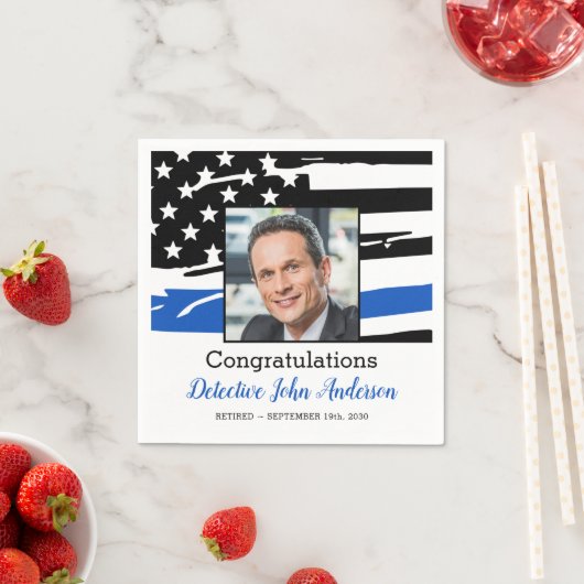 Politieagent Foto Thin Blue Line Retirement Servet (Insitu)