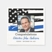 Politieagent Foto Thin Blue Line Retirement Servet (Voorkant)