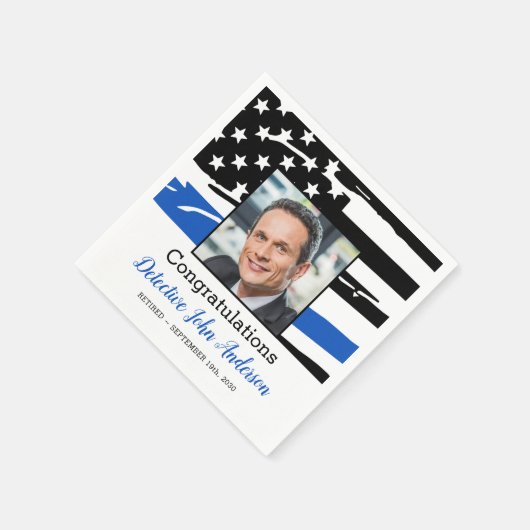 Politieagent Foto Thin Blue Line Retirement Servet (Hoek)