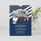 Politieagent Foto vlag Afstuderen Uitnodiging (Staand voorkant)