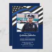 Politieagent Foto vlag Afstuderen Uitnodiging (Voorkant / Achterkant)