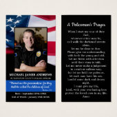 Politieagent Funeral Prayer Kaart Law Enforcement (Voorkant /achterkant)
