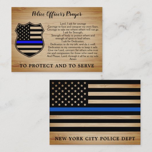 Politieagent gebed gepersonaliseerd dunne blauwe l visitekaartje (Voorkant / Achterkant)