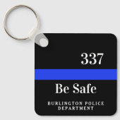 Politieagent gepersonaliseerd Dept Dunne Blauwe Li Sleutelhanger (Voorkant)