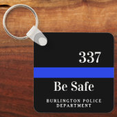 Politieagent gepersonaliseerd Dept Dunne Blauwe Li Sleutelhanger (Voorkant)