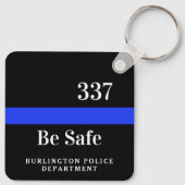 Politieagent gepersonaliseerd Dept Dunne Blauwe Li Sleutelhanger (Achterkant)