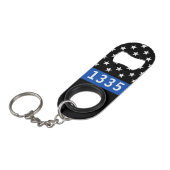 Politieagent gepersonaliseerde badge # dunne blauw mini flessenopener (Voorkant Gekanteld)